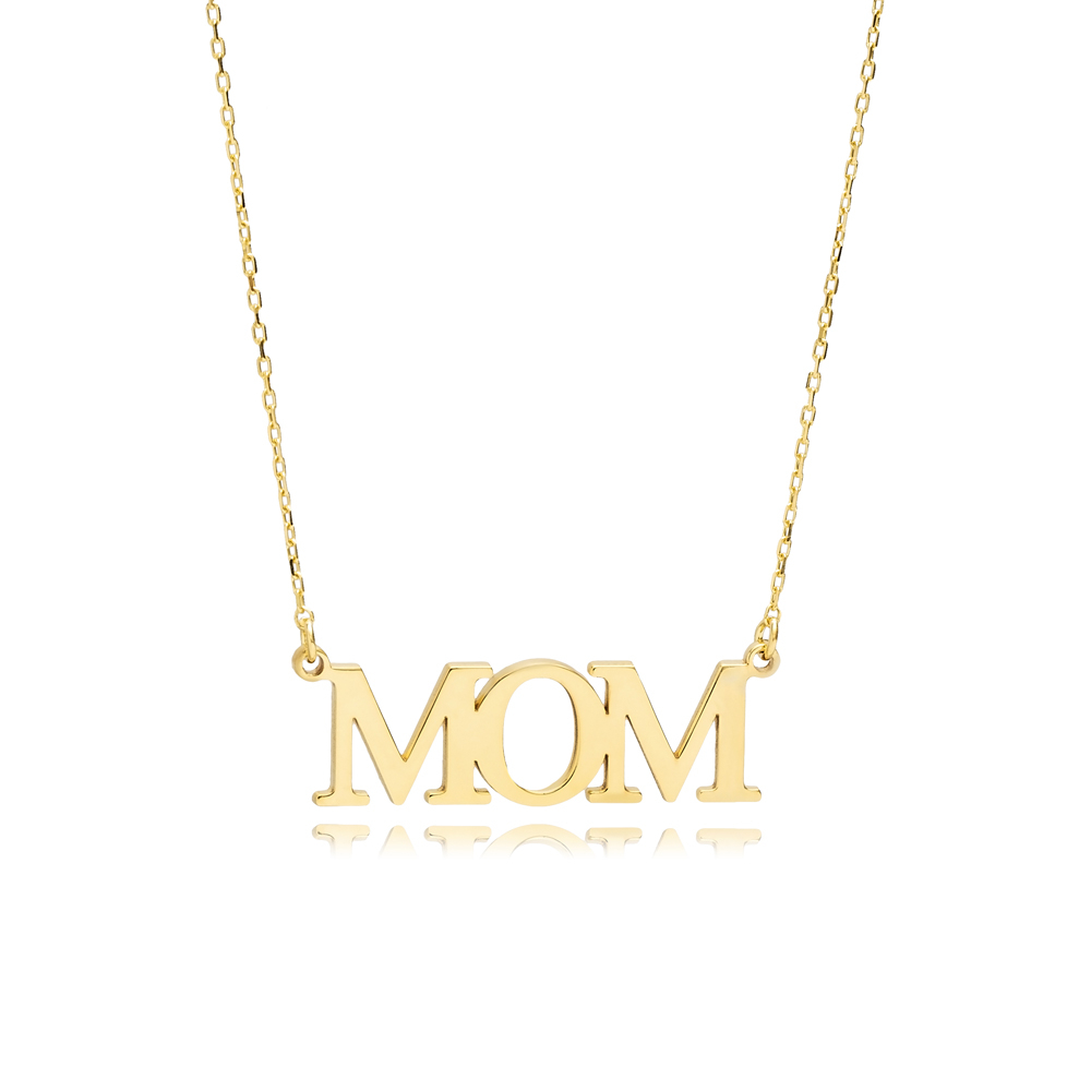 Mom Pendant Plain Silver Charm Necklace