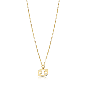 Cancer Zodiac Sign Plain Silver Charm Necklace