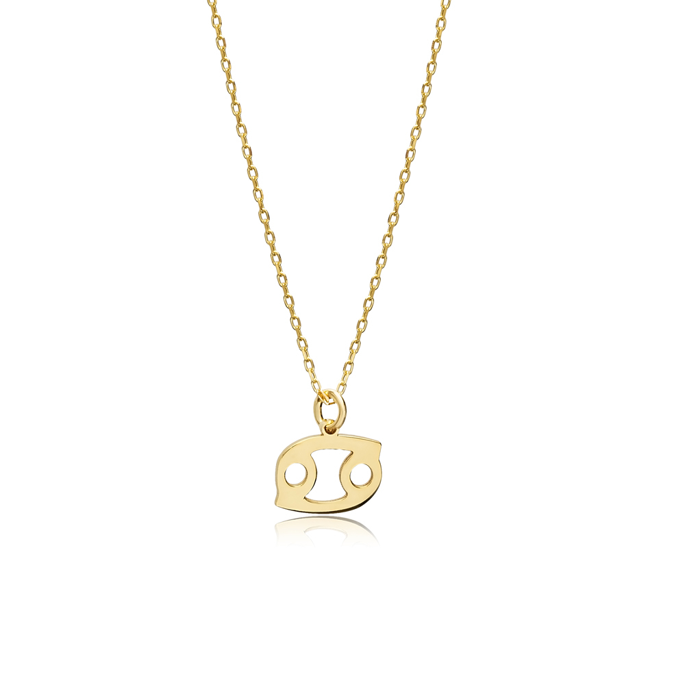 Cancer Zodiac Sign Plain Silver Charm Necklace