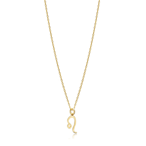 Leo Zodiac Sign Plain Silver Charm Necklace