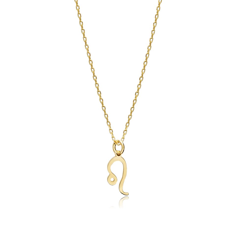Leo Zodiac Sign Plain Silver Charm Necklace