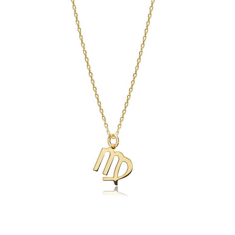 Virgo Zodiac Sign Plain Silver Charm Necklace