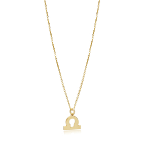 Libra Zodiac Sign Plain Silver Charm Necklace