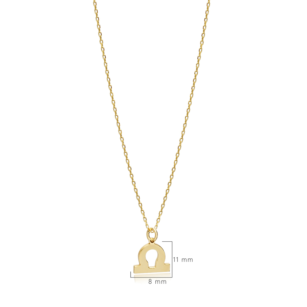 Libra Zodiac Sign Plain Silver Charm Necklace