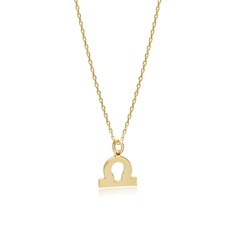 Libra Zodiac Sign Plain Silver Charm Necklace