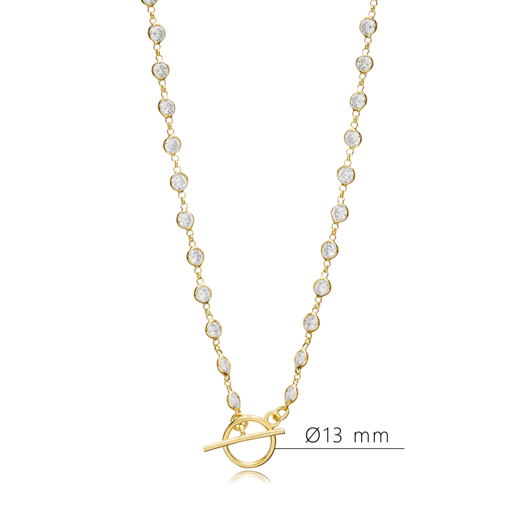 Stone Chain Pendant Unique Lock Charm Necklace