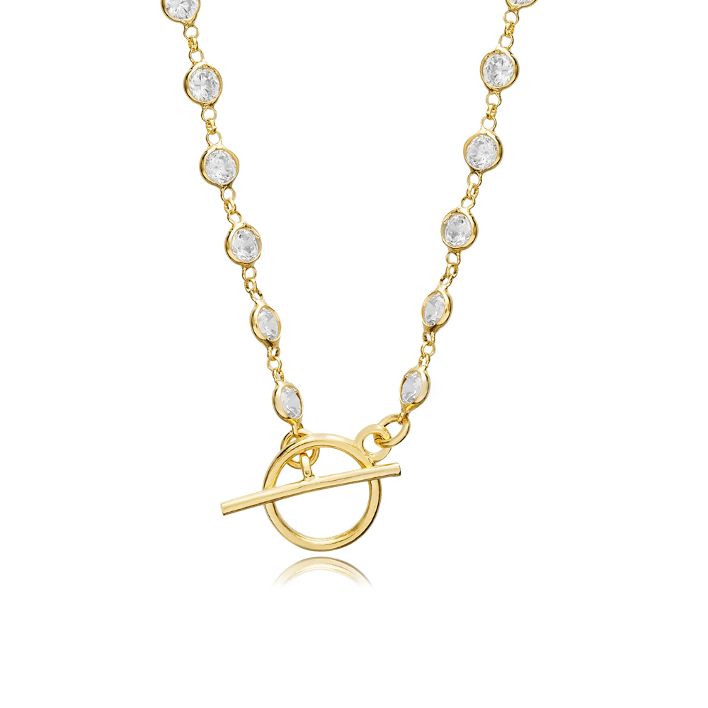 Stone Chain Pendant Unique Lock Charm Necklace