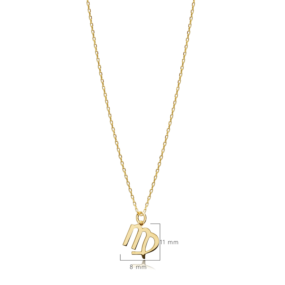Virgo Zodiac Sign Plain Silver Charm Necklace