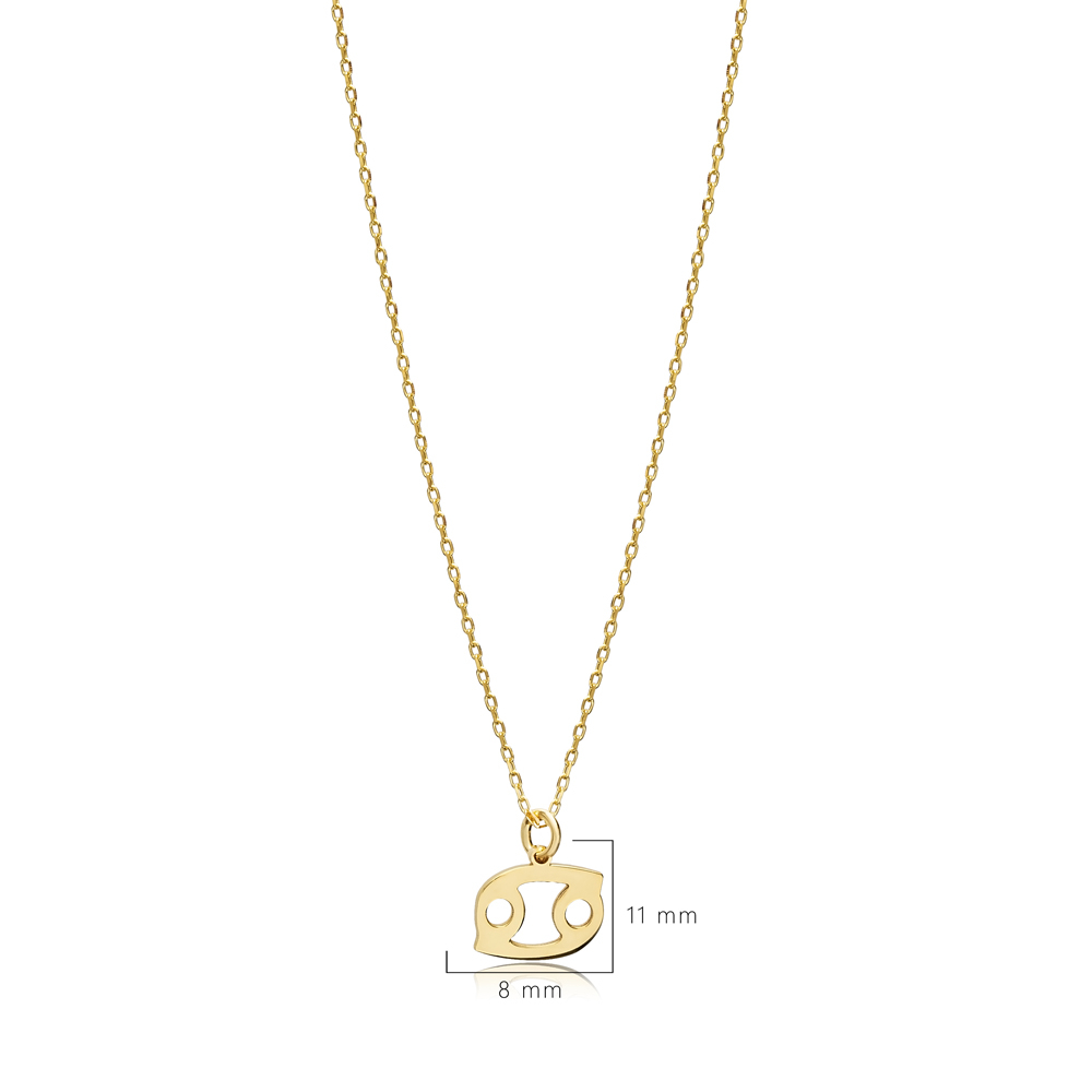 Cancer Zodiac Sign Plain Silver Charm Necklace