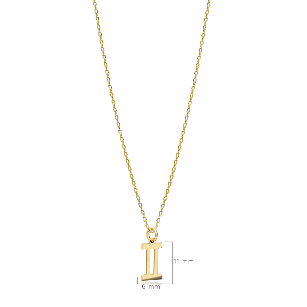 Gemini Zodiac Sign Plain Silver Charm Necklace