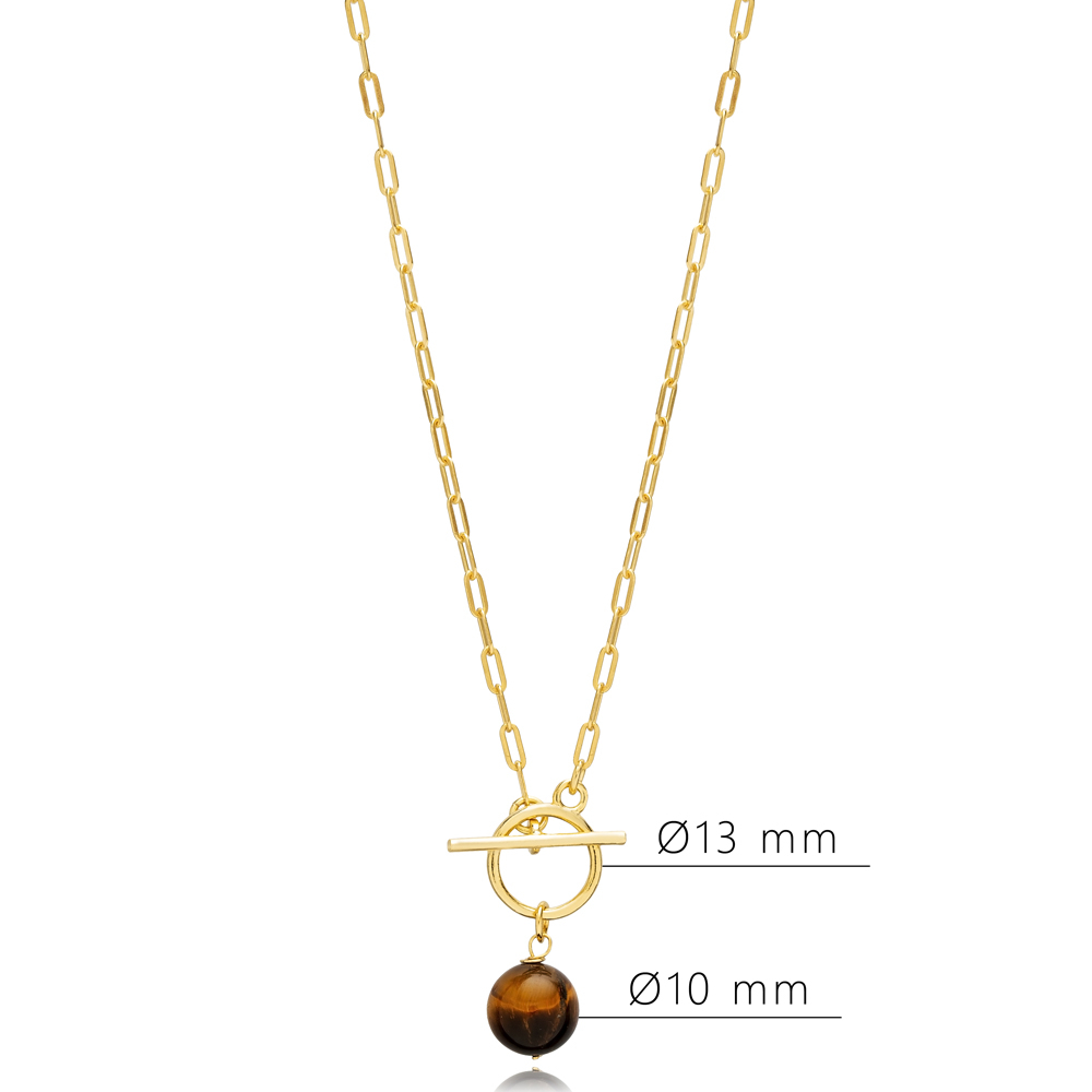 Tiger Eye Stone Unique Lock Charm Necklace