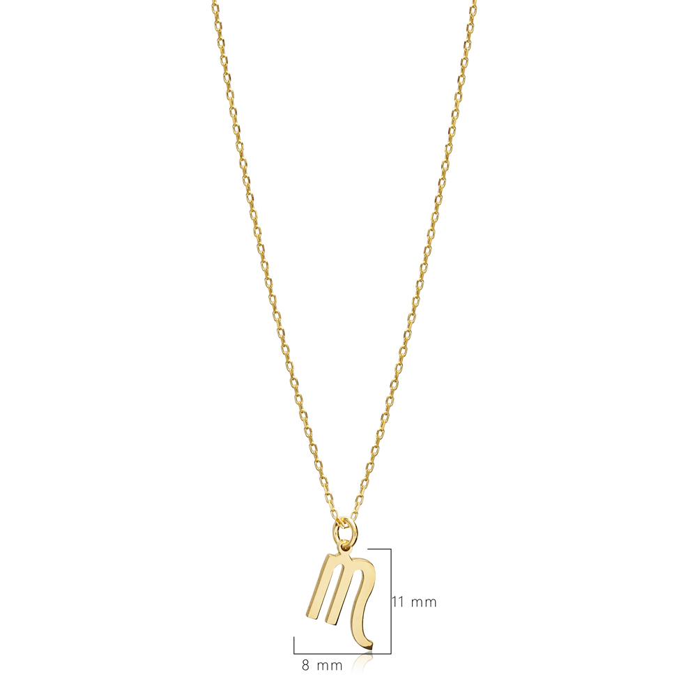 Scorpio Zodiac Sign Plain Silver Charm Necklace