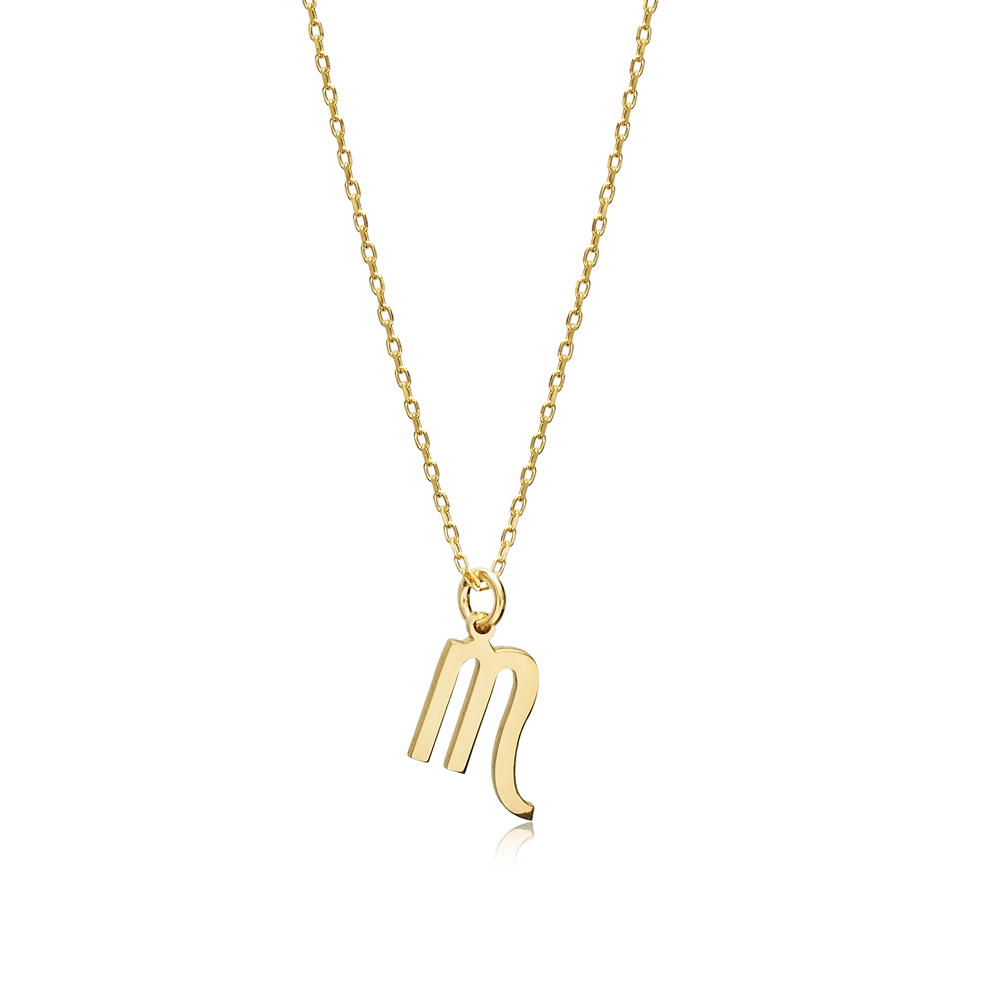 Scorpio Zodiac Sign Plain Silver Charm Necklace