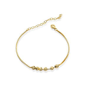 Square Chain Ball Charm Design Silver Bracelet