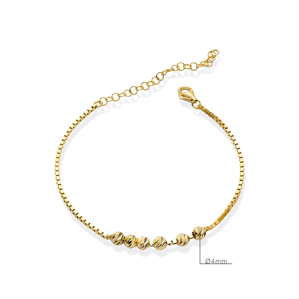 Square Chain Ball Charm Design Silver Bracelet