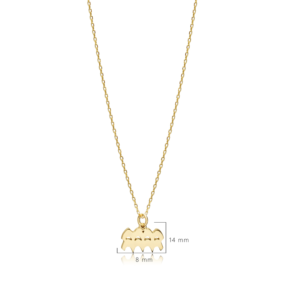 Aquarius Zodiac Sign Plain Silver Charm Necklace