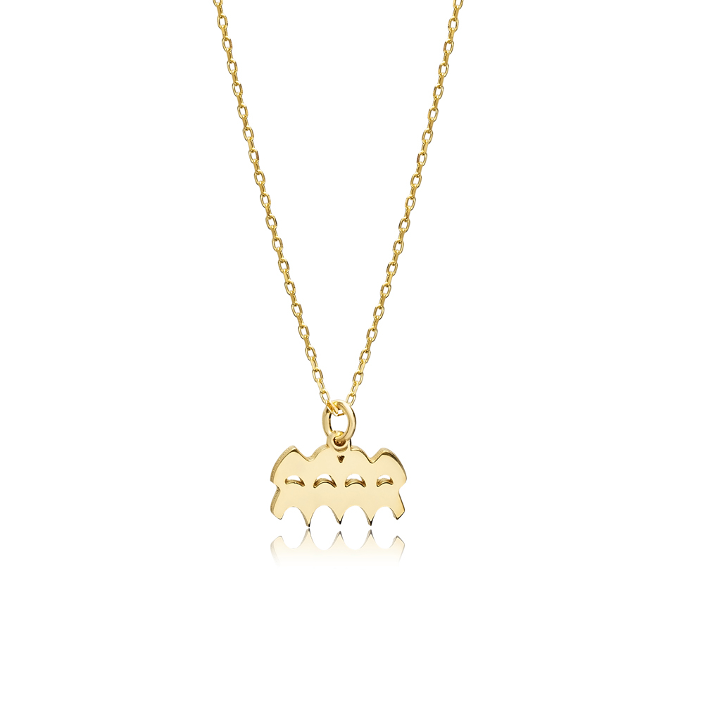 Aquarius Zodiac Sign Plain Silver Charm Necklace