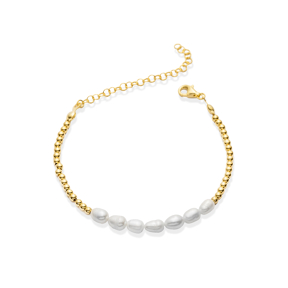 Ball Charm Freshwater Pearl Silver Charm Bracelet