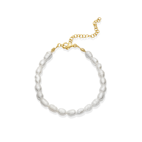 Simple Freshwater Pearl Silver Charm Bracelet