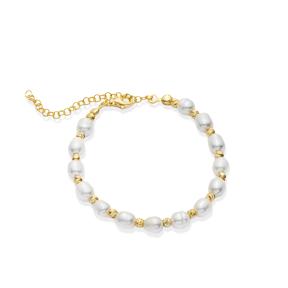 Freshwater Pearl Ball Charm Silver Charm Bracelet