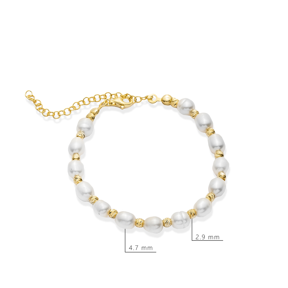 Freshwater Pearl Ball Charm Silver Charm Bracelet
