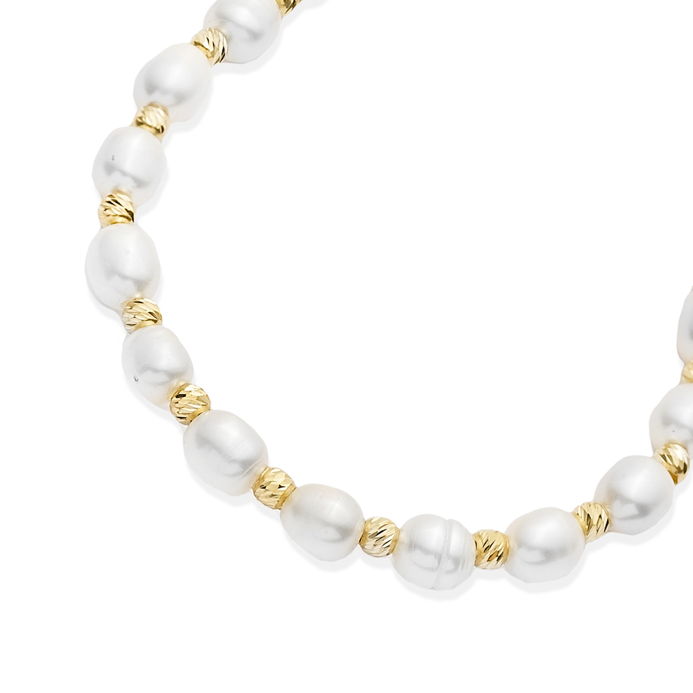 Freshwater Pearl Ball Charm Silver Charm Bracelet