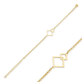 Intertwined Square 925 Silver Charm Bracelet