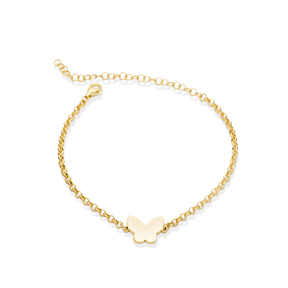 Plain Butterfly Design Silver Charm Bracelet
