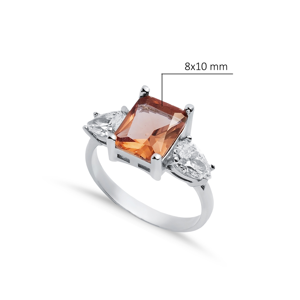 8x10 mm 925 Cluster Ring Rectangle Zultanite CZ