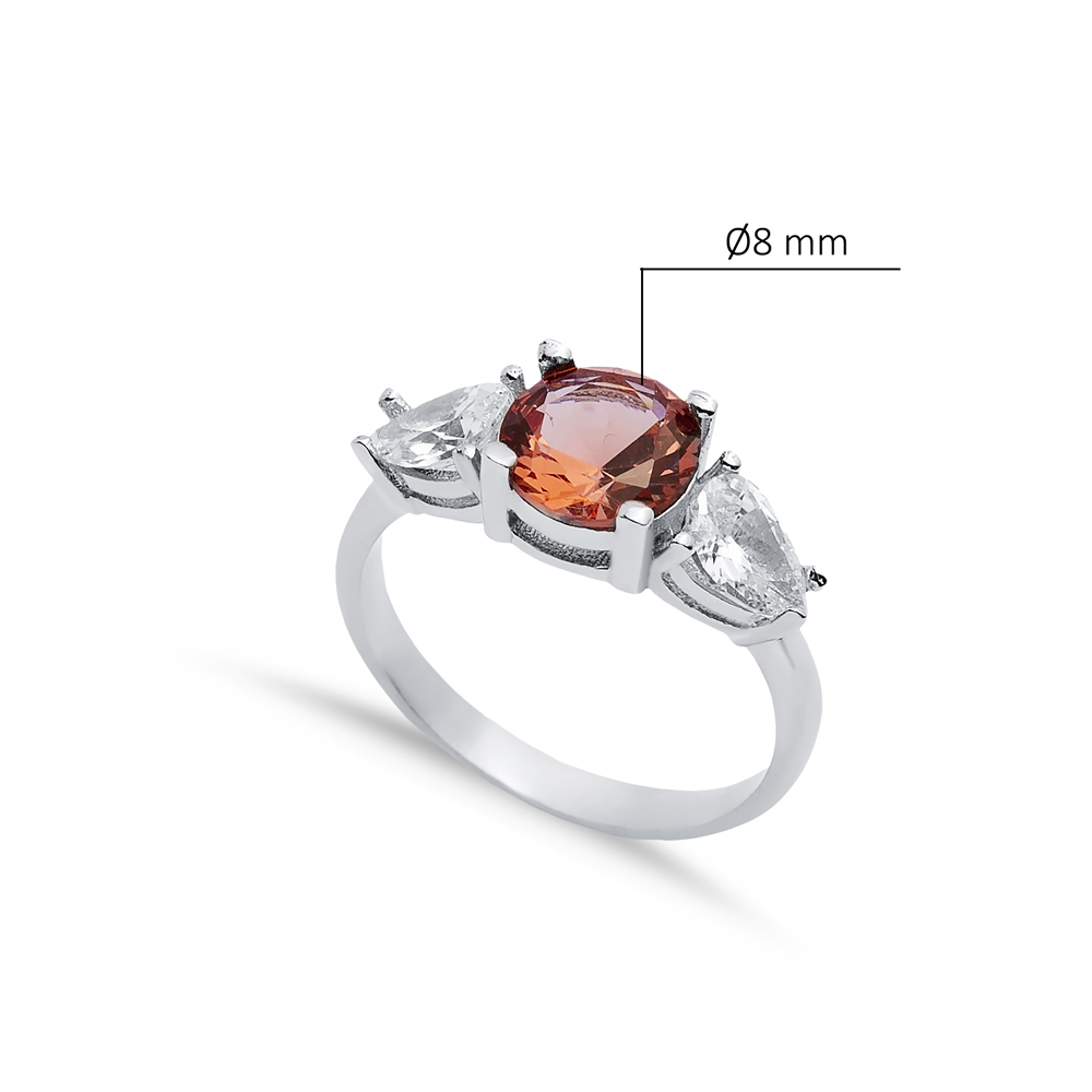 8mm  925 Cluster Ring Round Zultanite Pear CZ