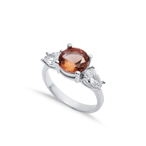 9 mm 925 Cluster Ring Pear CZ Round Zultanite