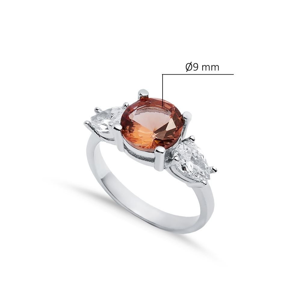 9 mm 925 Cluster Ring Pear CZ Round Zultanite