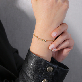 Square Chain Ball Charm Design Silver Bracelet