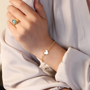 Butterfly Plain Design Silver Charm Bracelet