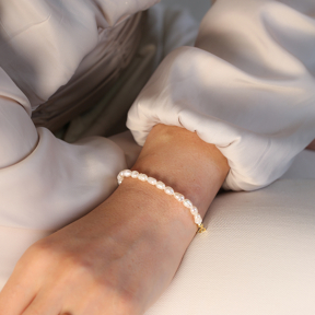 Freshwater Pearl Simple Silver Charm Bracelet