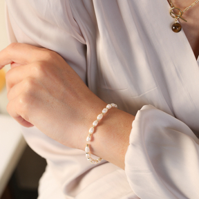 Basic Design Ball Freshwater Pearl Charm Bracelet