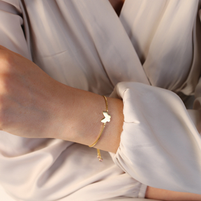 Plain Butterfly Handmade Silver Adjustable Bracelet