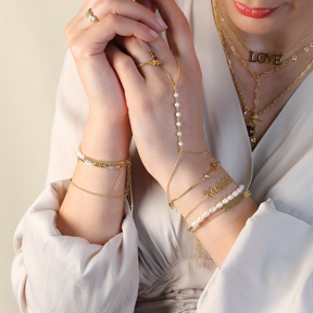 Pearl Design Gourmet Chain Silver Slave Bracelet
