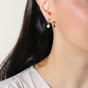 Pearl Ball Design Stud Long Earrings