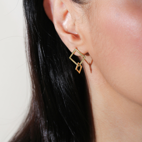 Square Design Plain Turkish Silver Stud Earrings