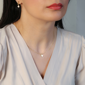 Tiny Heart Design Plain Silver Charm Necklace