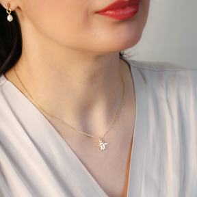 Bee Pendant Plain Silver Charm Necklace