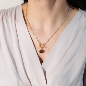 Tiger Eye Stone Unique Lock Charm Necklace