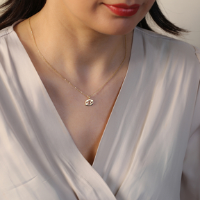 Cancer Zodiac Sign Plain Silver Charm Necklace