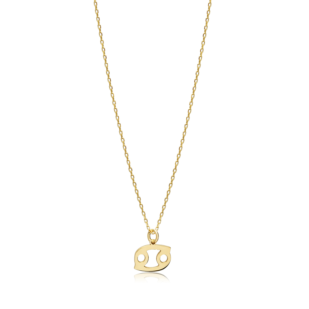 Cancer Zodiac Sign Plain Silver Charm Necklace
