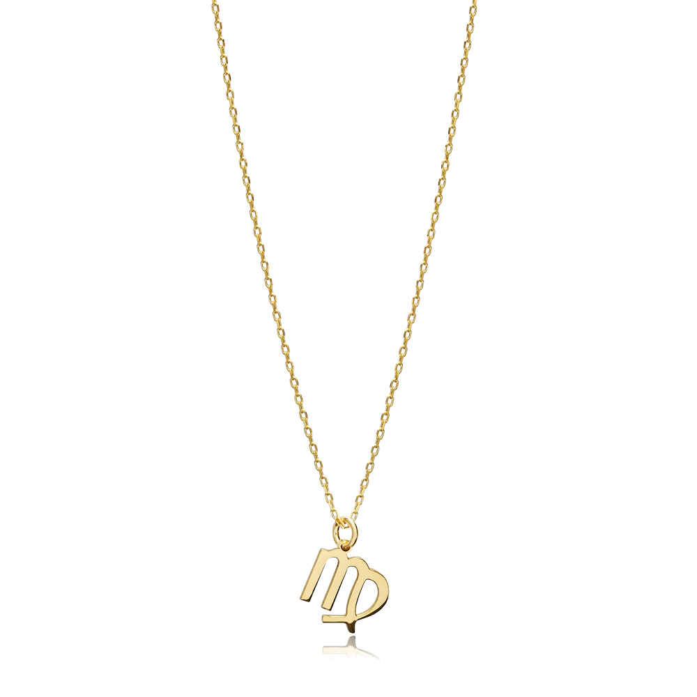Virgo Zodiac Sign Plain Silver Charm Necklace