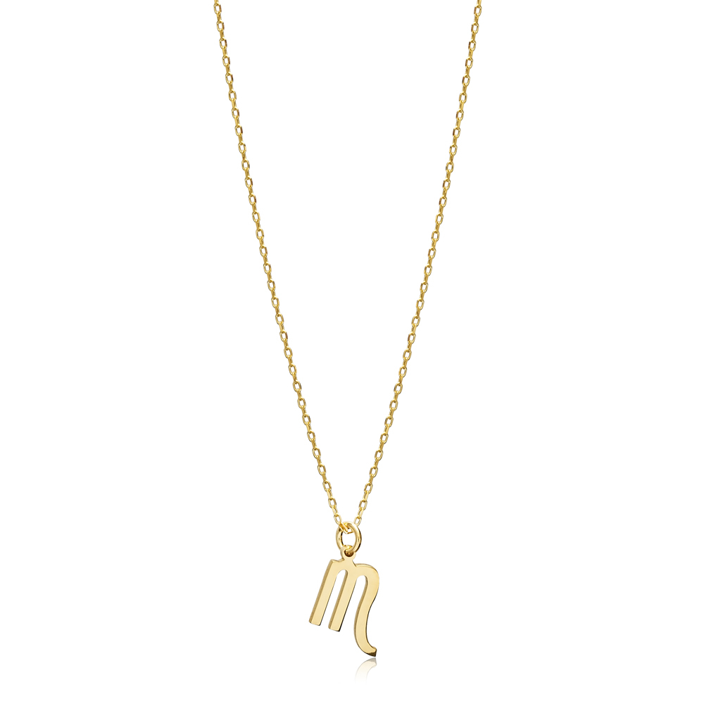 Scorpio Zodiac Sign Plain Silver Charm Necklace