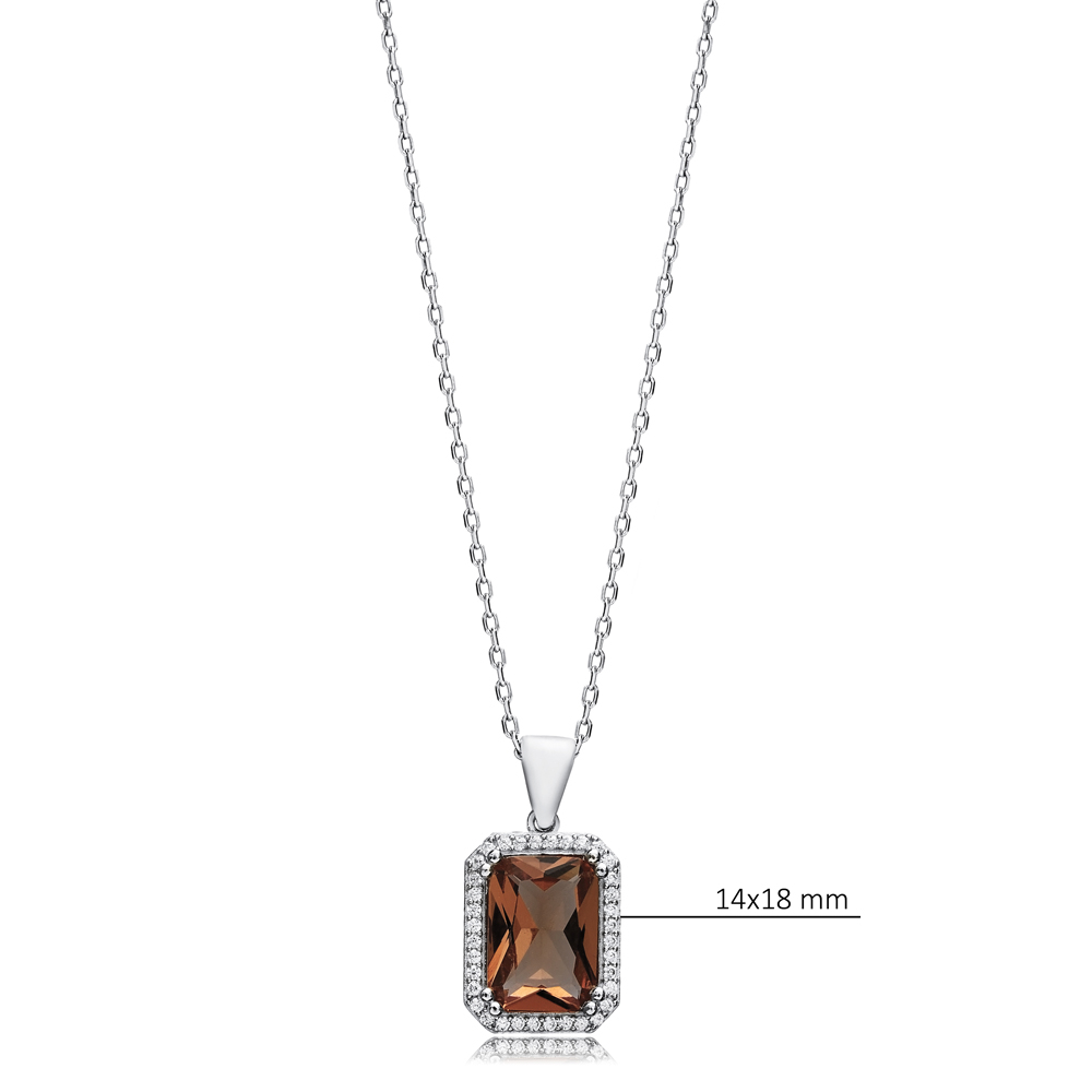 Baguette 14x18 mm Zultanite Silver Charm Necklace