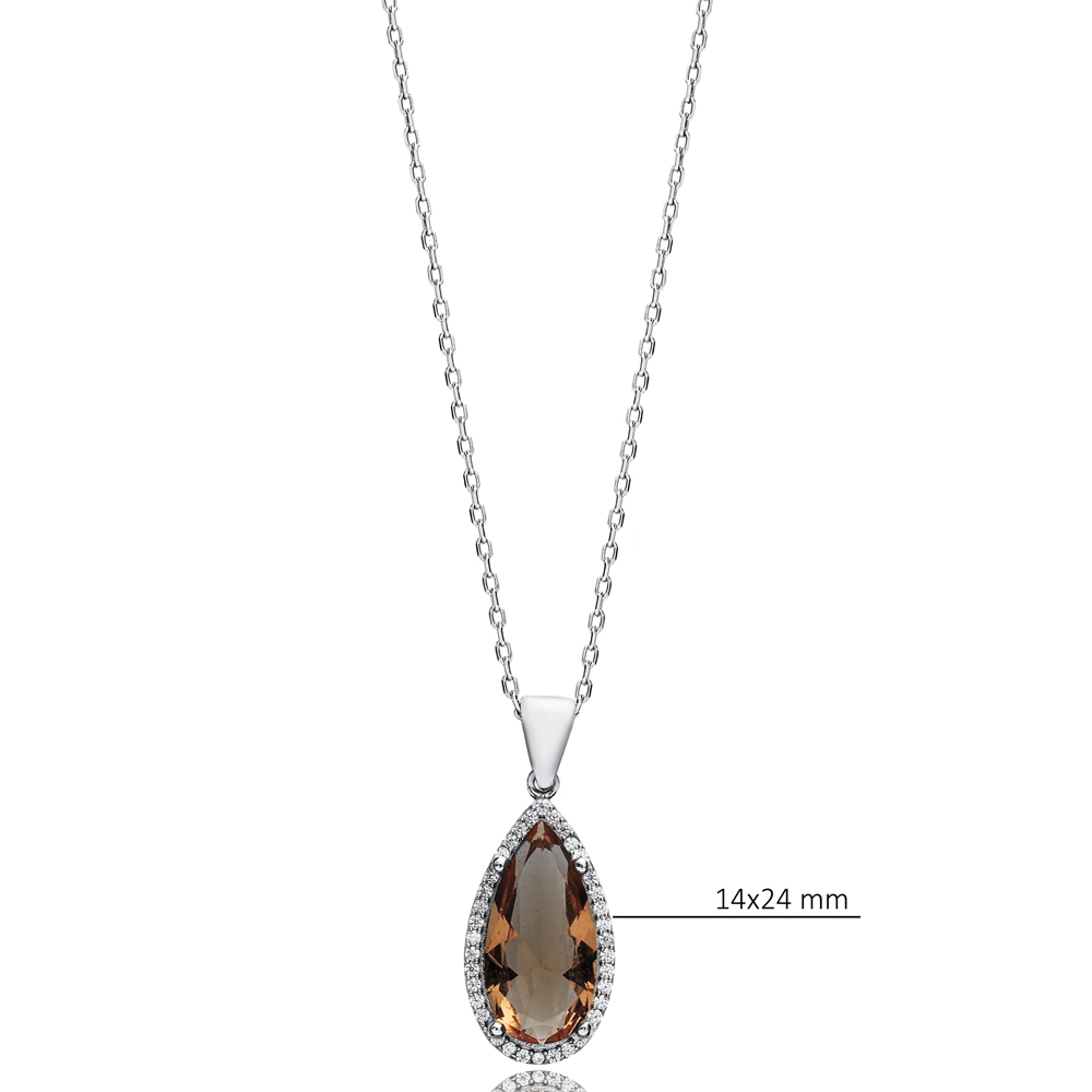 Pear 14x24 mm Zultanite Silver Charm Necklace