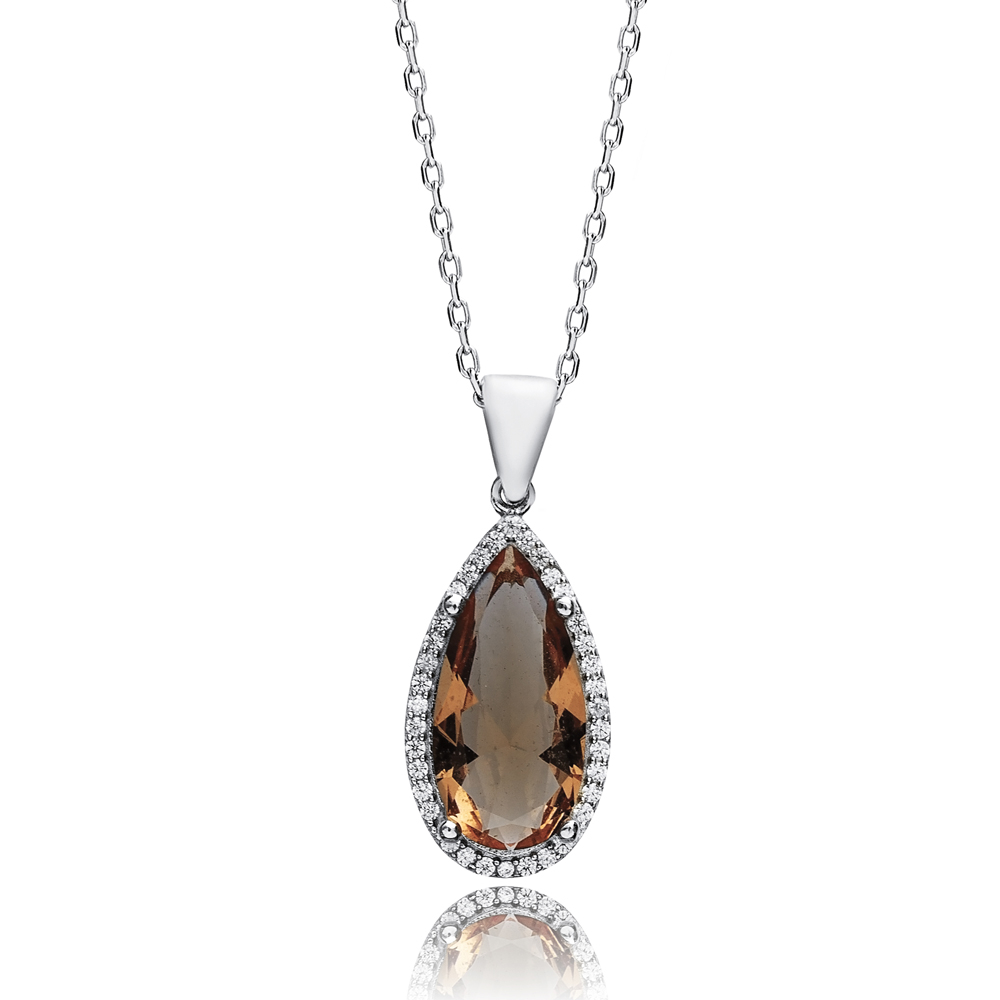 Pear 14x24 mm Zultanite Silver Charm Necklace